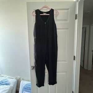 Love Tree Black Button-Front Jumpsuit